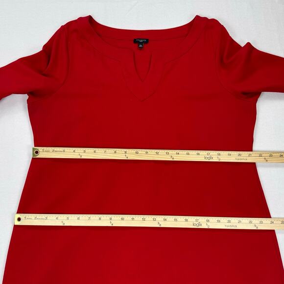 Talbots Womens Split Neck Ponte Knit Sheath Dress Size 16W Red - Picture 12 of 13